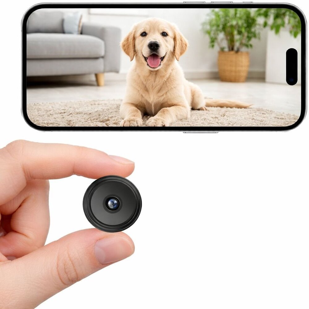 2K Mini Hidden Camera Nanny Cam WiFi Motion Detection App Control Black
